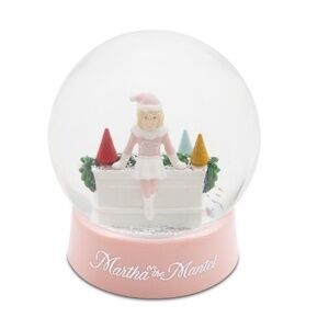 NIB. MARTHA STEWART Martha On The Mantel Pink Holiday Snow Globe